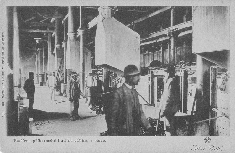 Pražírna příbramské huti na stříbro a olovo, kolem roku 1900
